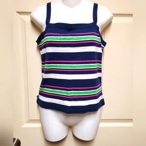 Lauren Ralph Lauren Striped Navy Blue Tank Top Size Small